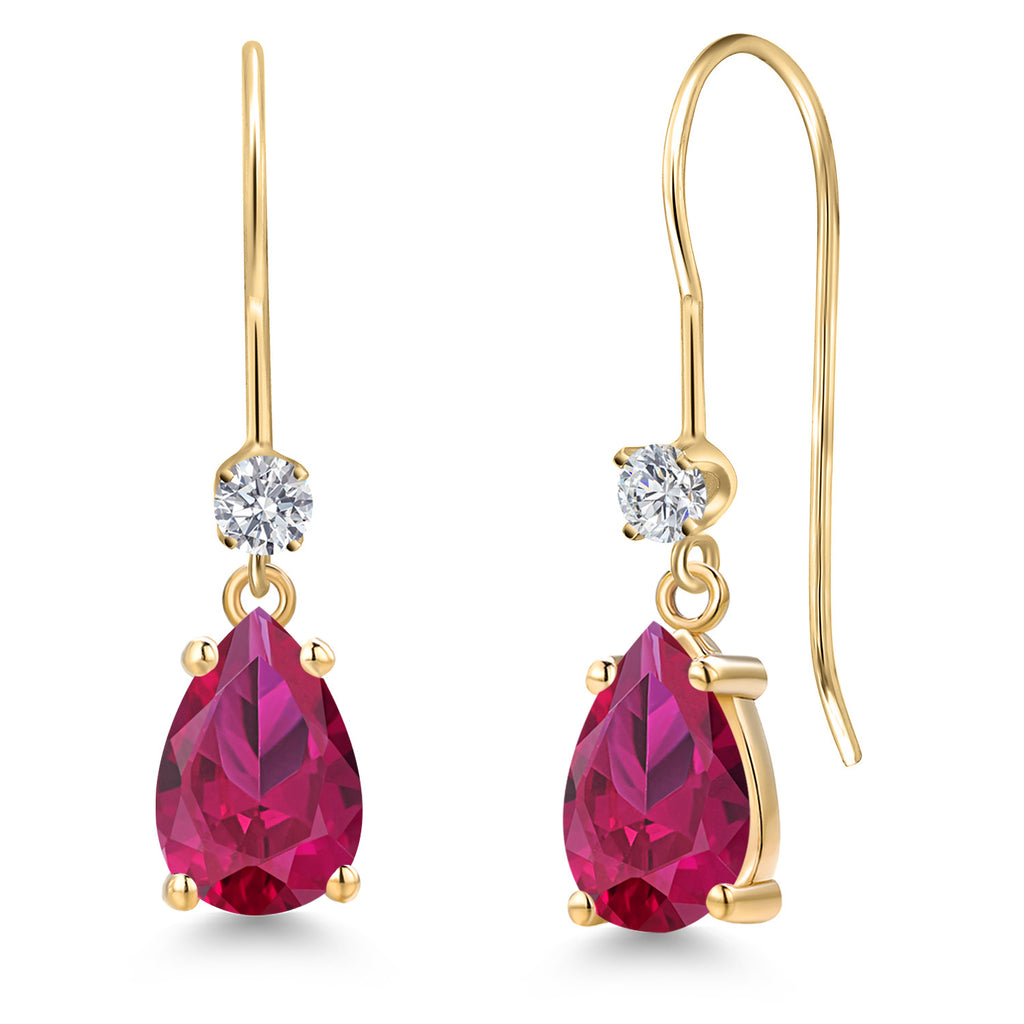 Created Ruby - July_Earrings in 14K Yellow Gold