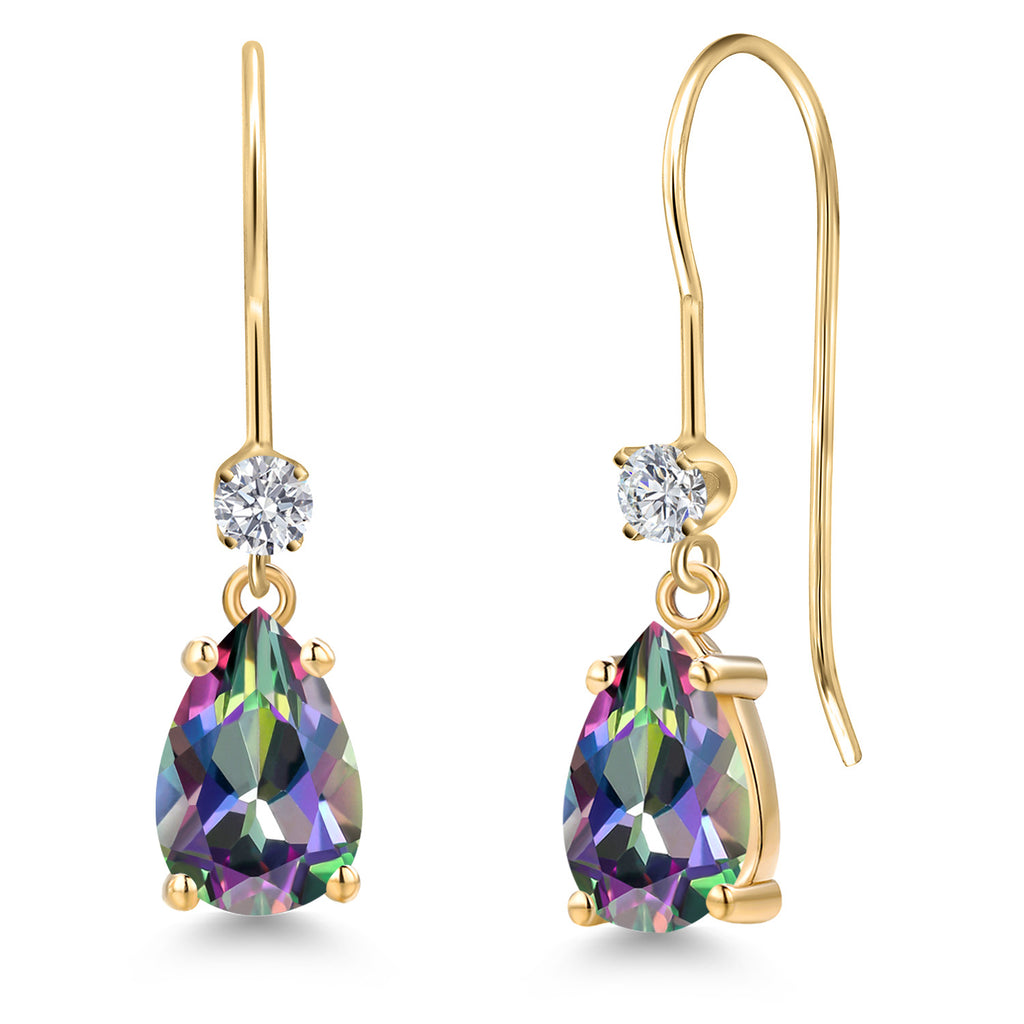 Green Mystic Topaz_Earrings in 14K Yellow Gold