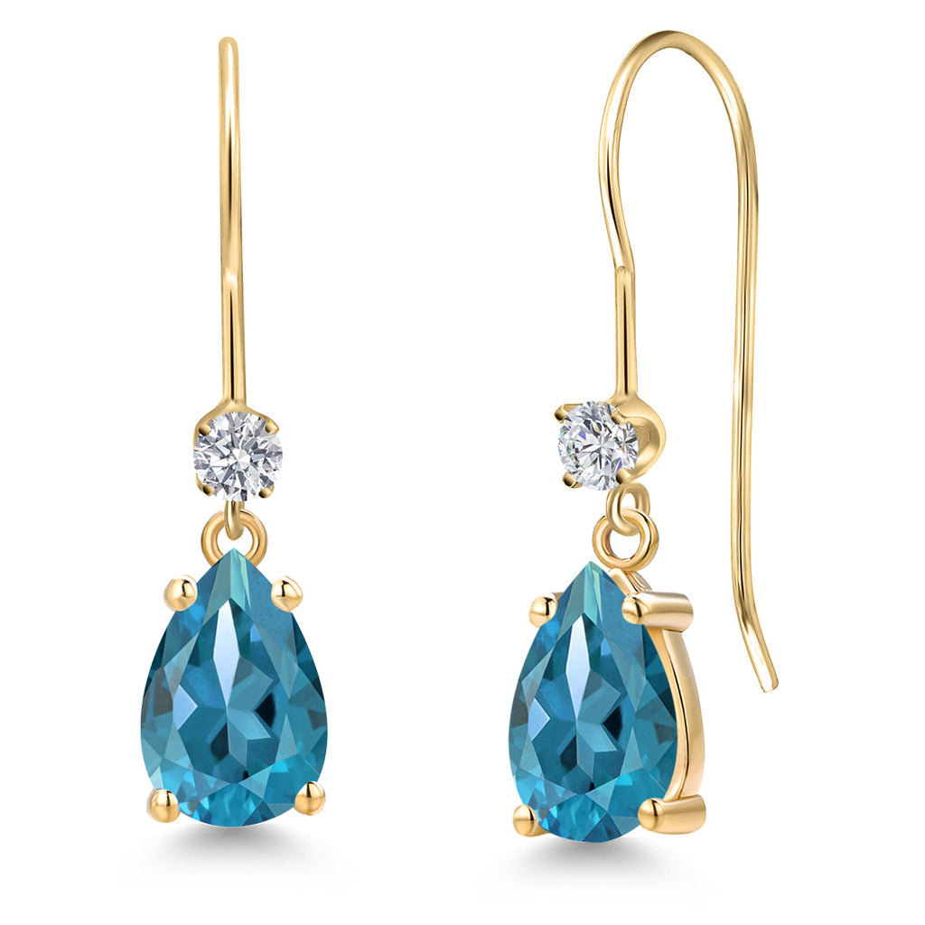 London Blue Topaz - November_Earrings in 14K Yellow Gold