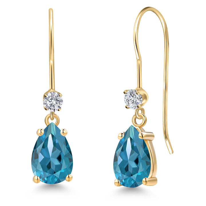 London Blue Topaz - November_Earrings in 14K Yellow Gold