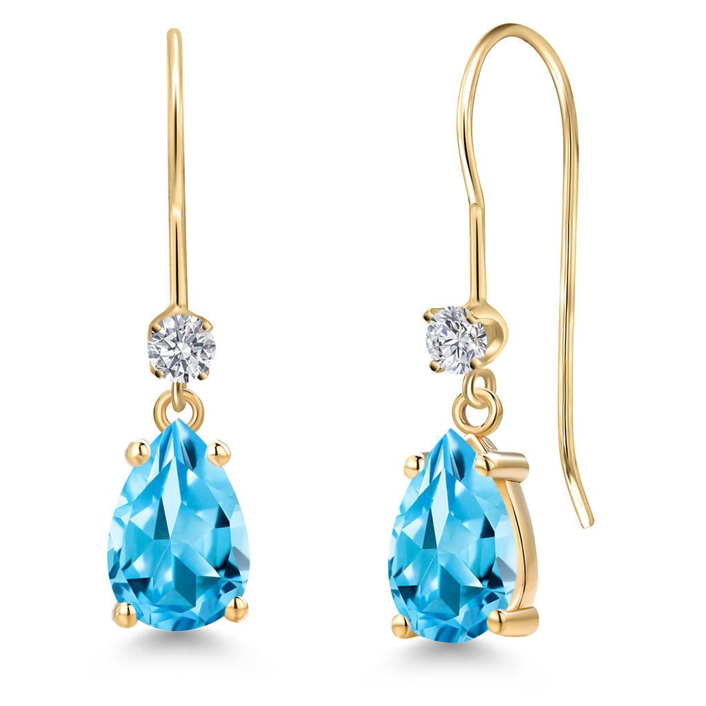 Swiss Blue Topaz - November_Earrings in 14K Yellow Gold