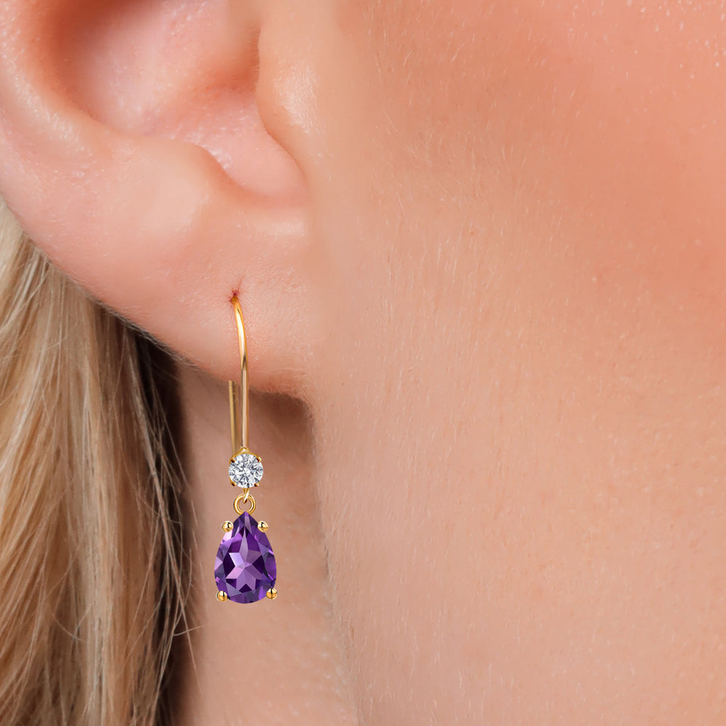Amethyst - February_Earrings in 14K Yellow Gold
