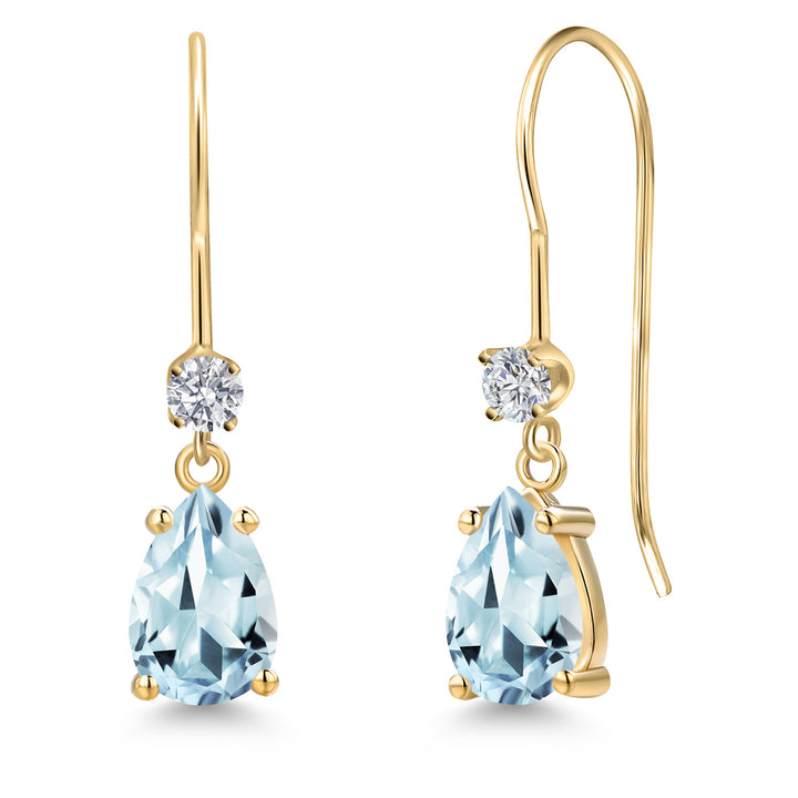 Aquamarine - March_Earrings in 14K Yellow Gold