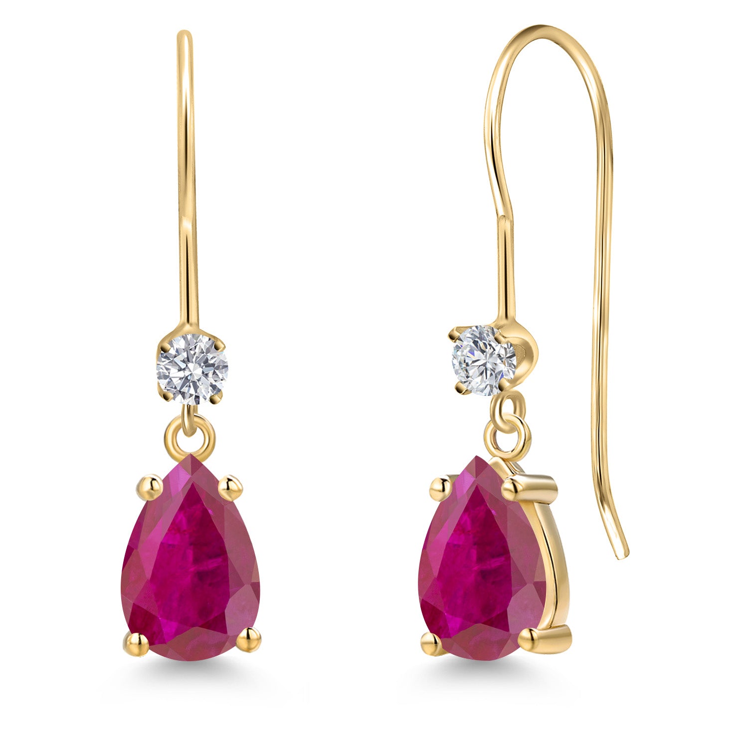 Red African Ruby_Earrings in 14K Yellow Gold