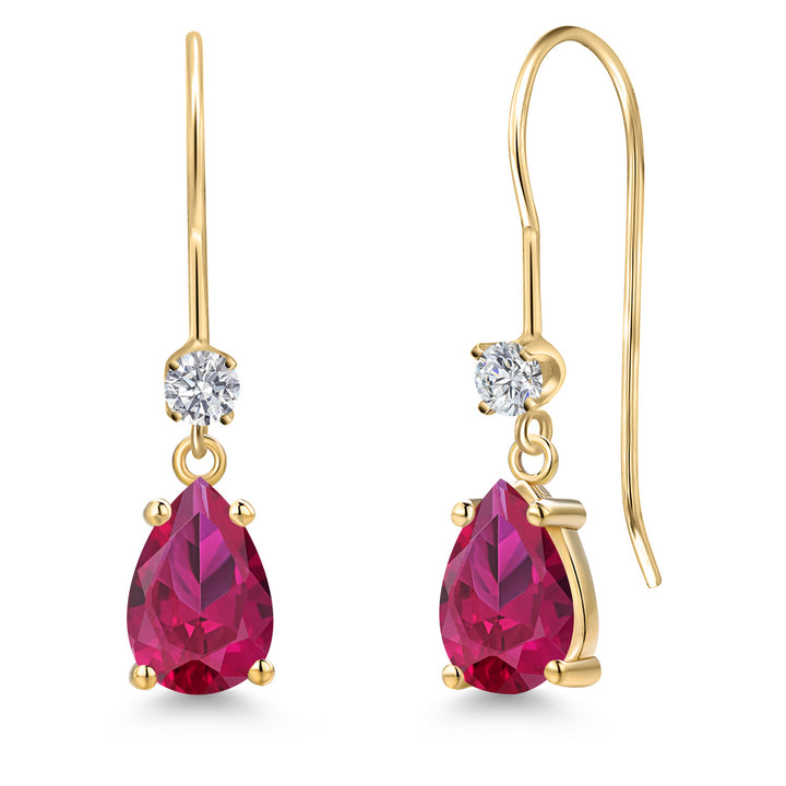 Created Ruby - July_Earrings in 14K Yellow Gold