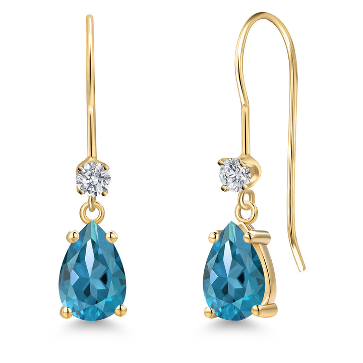 London Blue Topaz - November_Earrings in 14K Yellow Gold