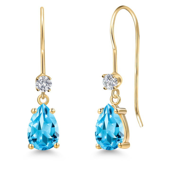 Swiss Blue Topaz - November_Earrings in 14K Yellow Gold