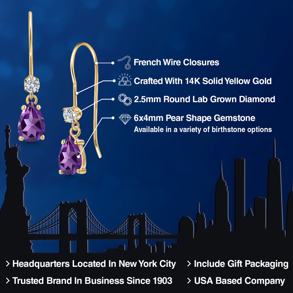 Purple and E - F_Earrings in 14K Yellow Gold