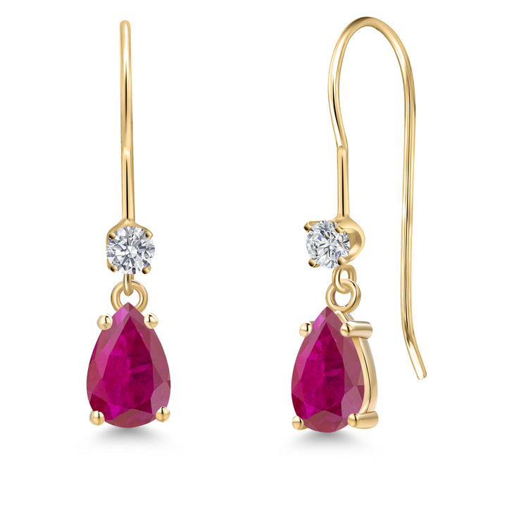 Red African Ruby_Earrings in 14K Yellow Gold