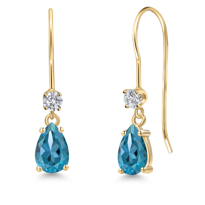 London Blue Topaz - November_Earrings in 14K Yellow Gold