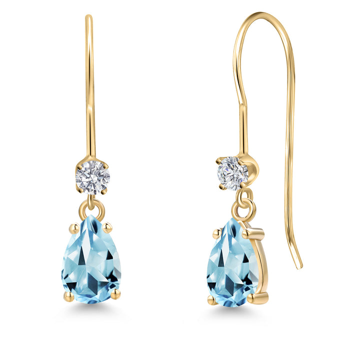 Sky Blue Topaz - November_Earrings in 14K Yellow Gold