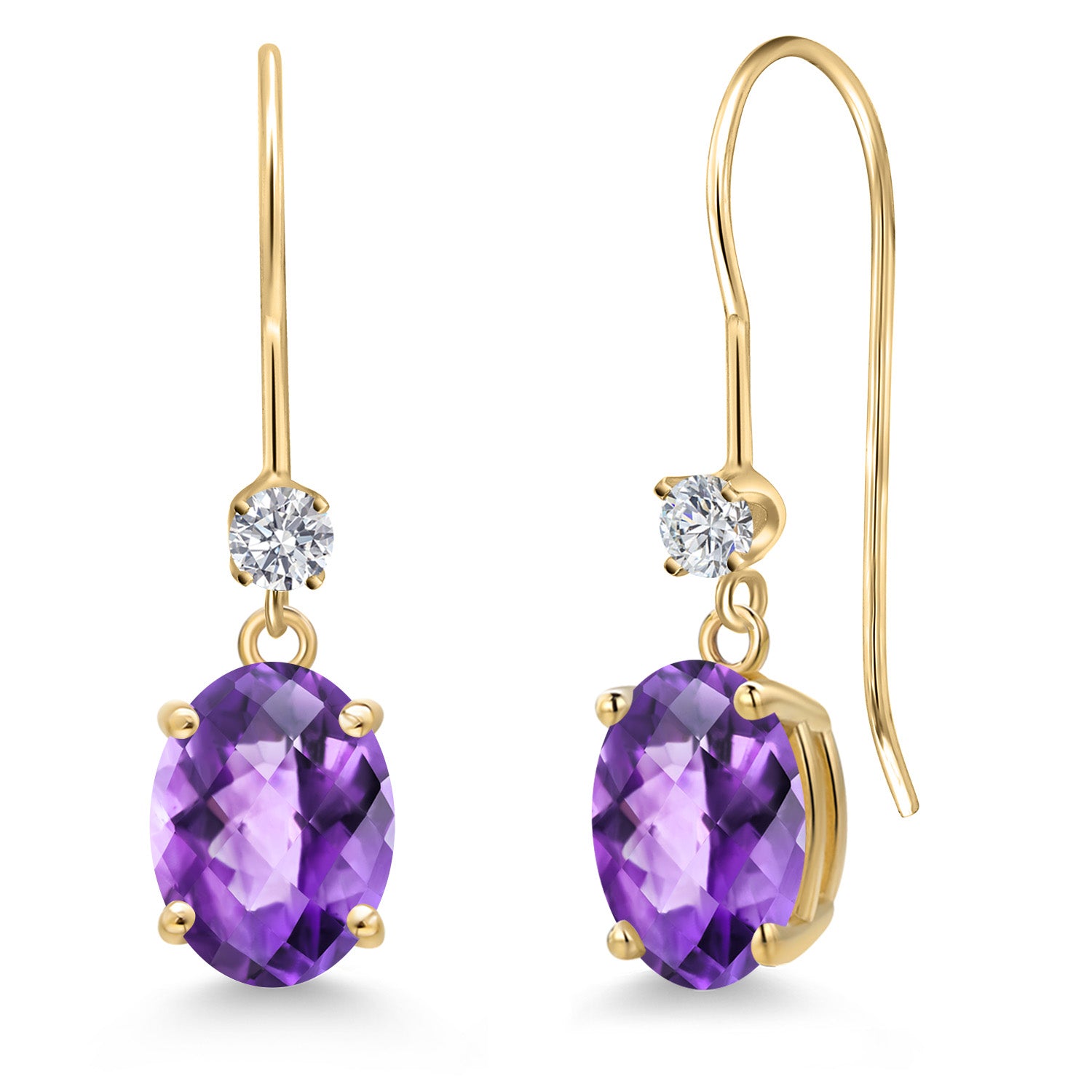 Purple and E - F_Earrings in 14K Yellow Gold