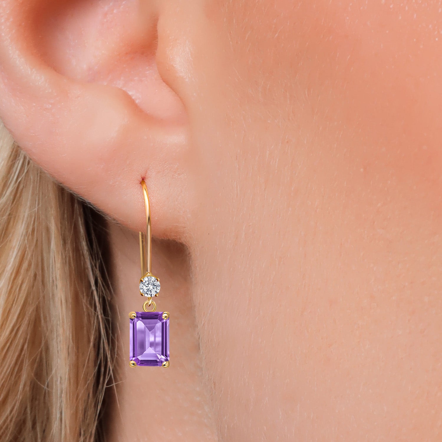 Amethyst - February_Earrings in 14K Yellow Gold