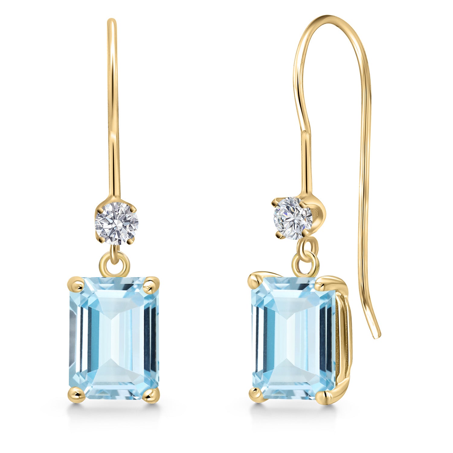 Aquamarine - March_Earrings in 14K Yellow Gold