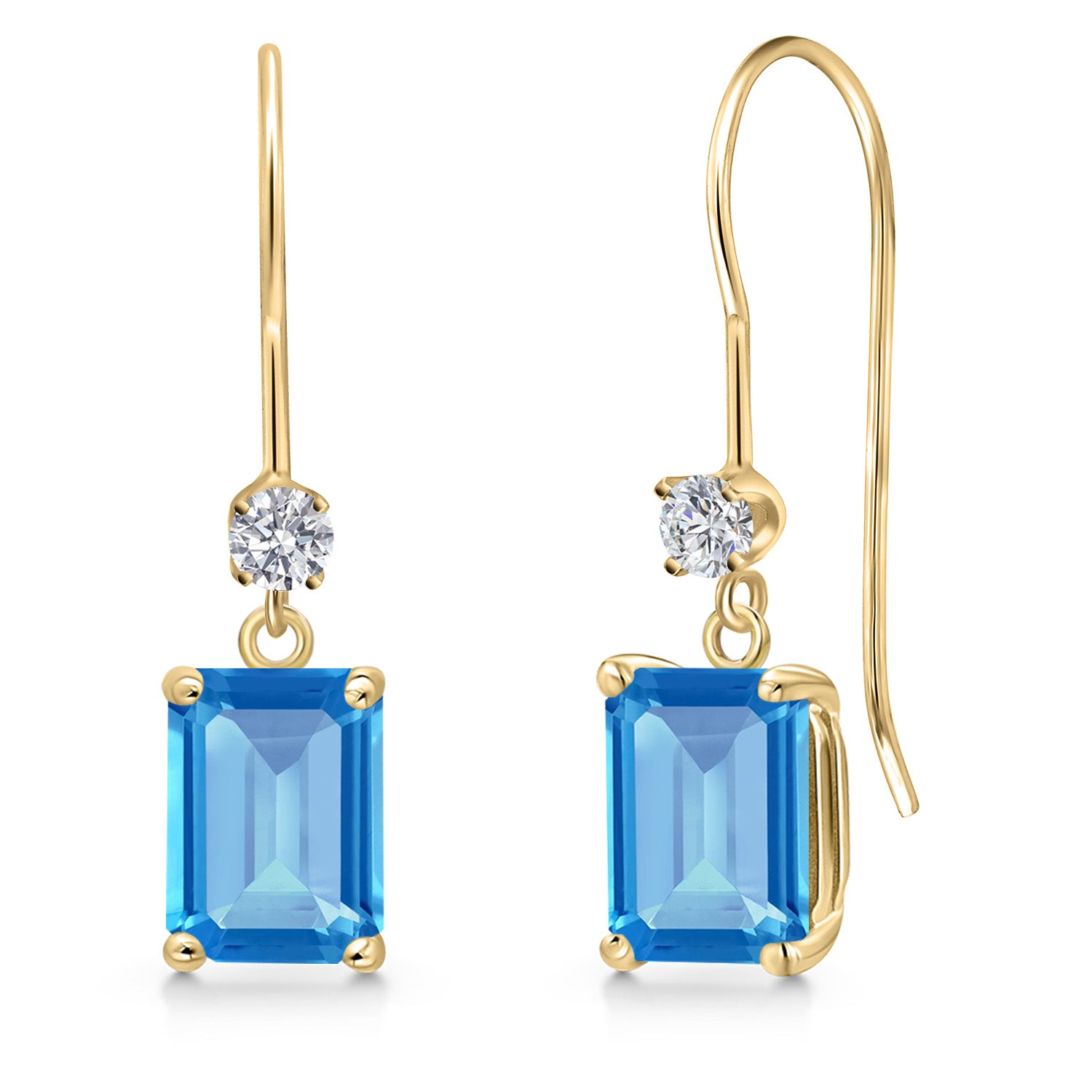 Swiss Blue Topaz - November_Earrings in 14K Yellow Gold