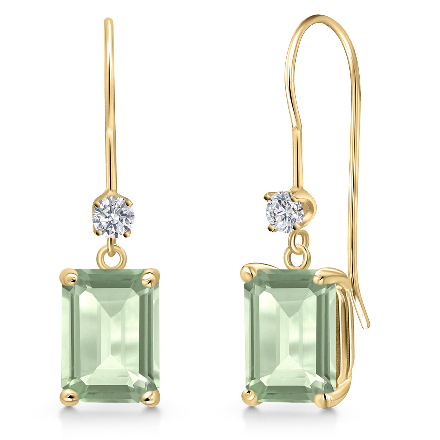 Prasiolite_Earrings in 14K Yellow Gold