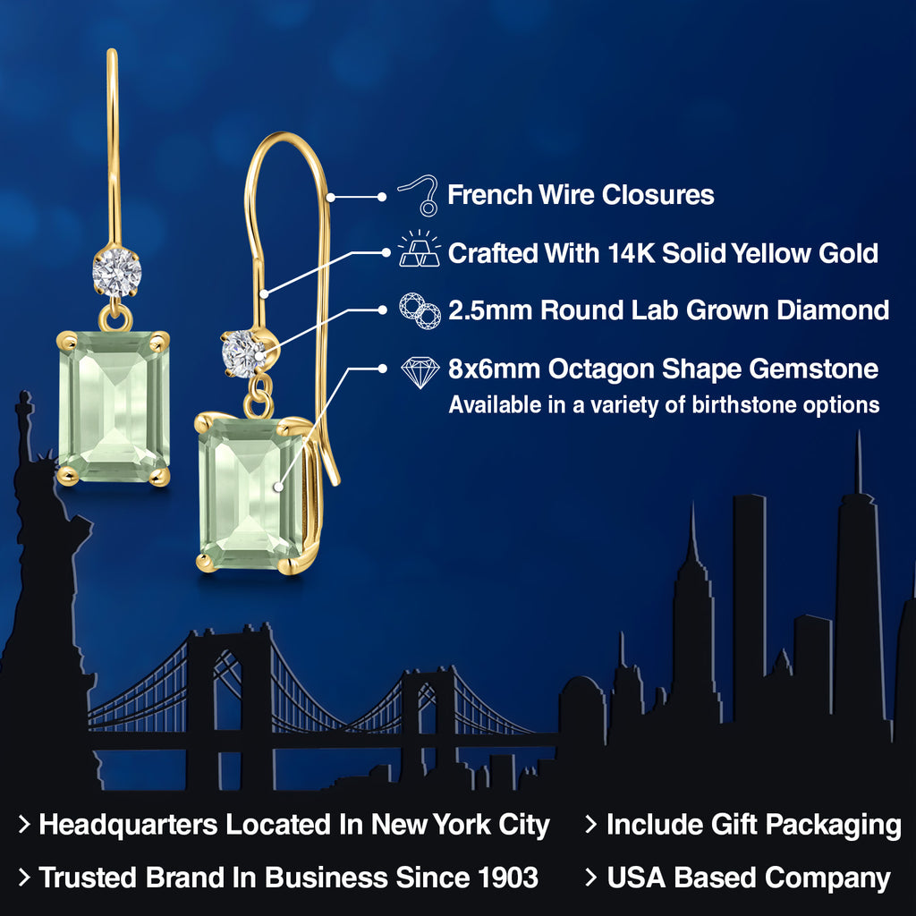 Prasiolite_Earrings in 14K Yellow Gold