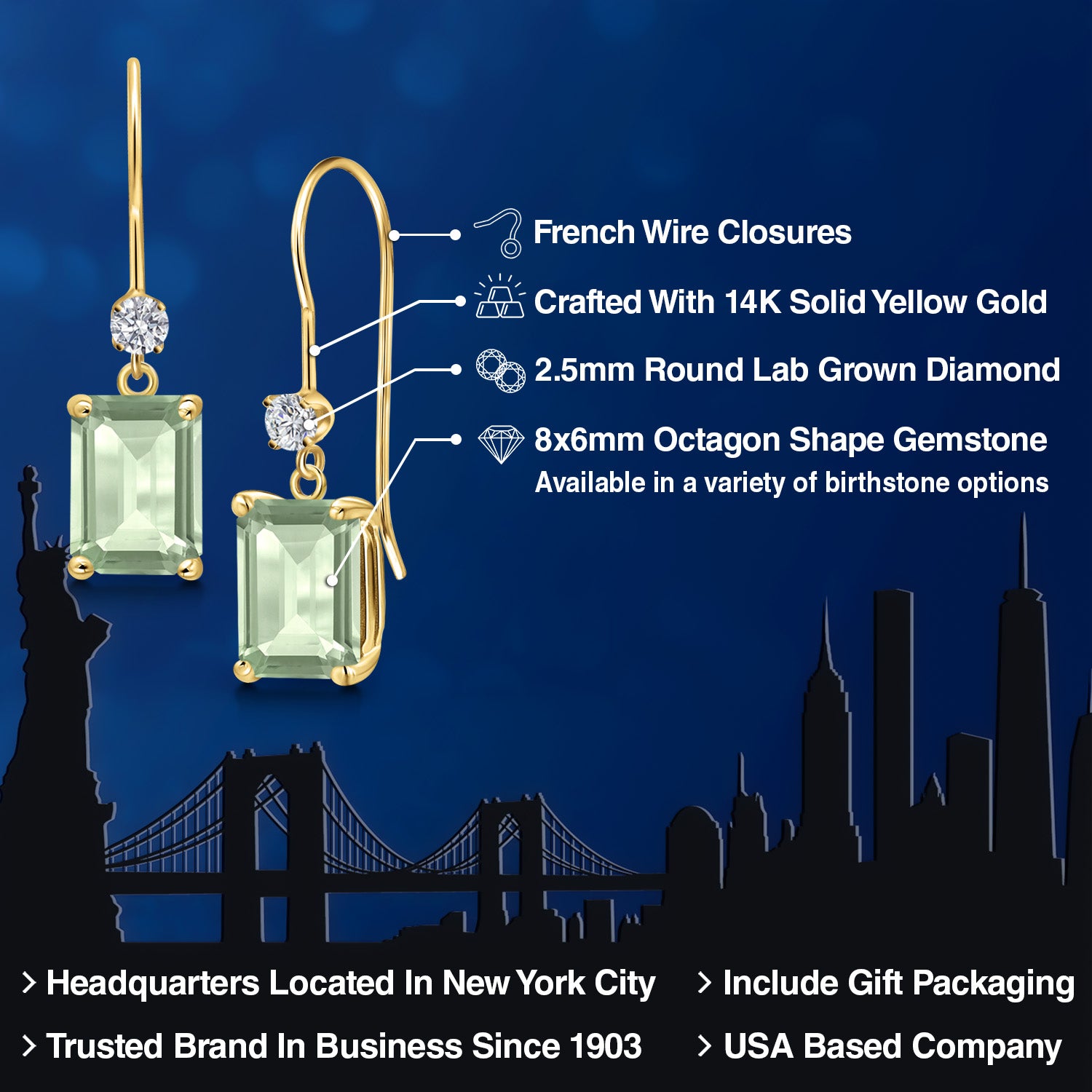 Prasiolite_Earrings in 14K Yellow Gold