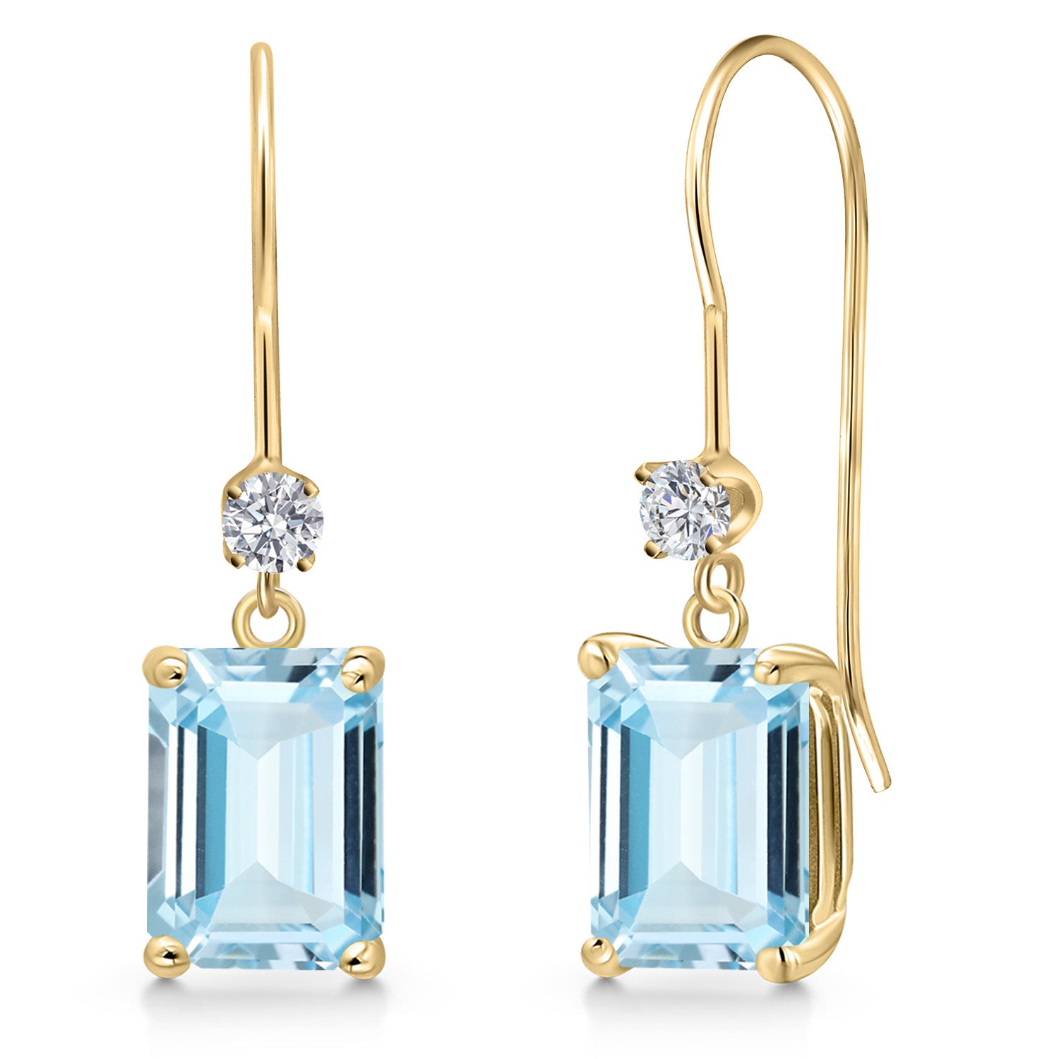 Aquamarine - March_Earrings in 14K Yellow Gold