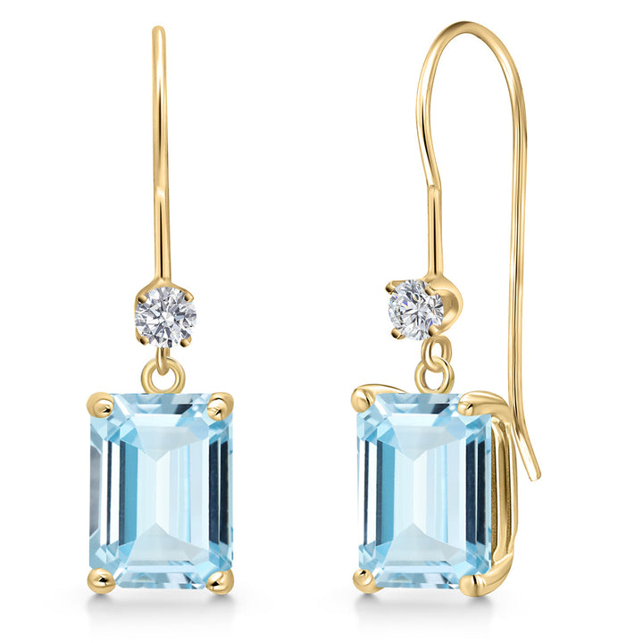 Aquamarine - March_Earrings in 14K Yellow Gold