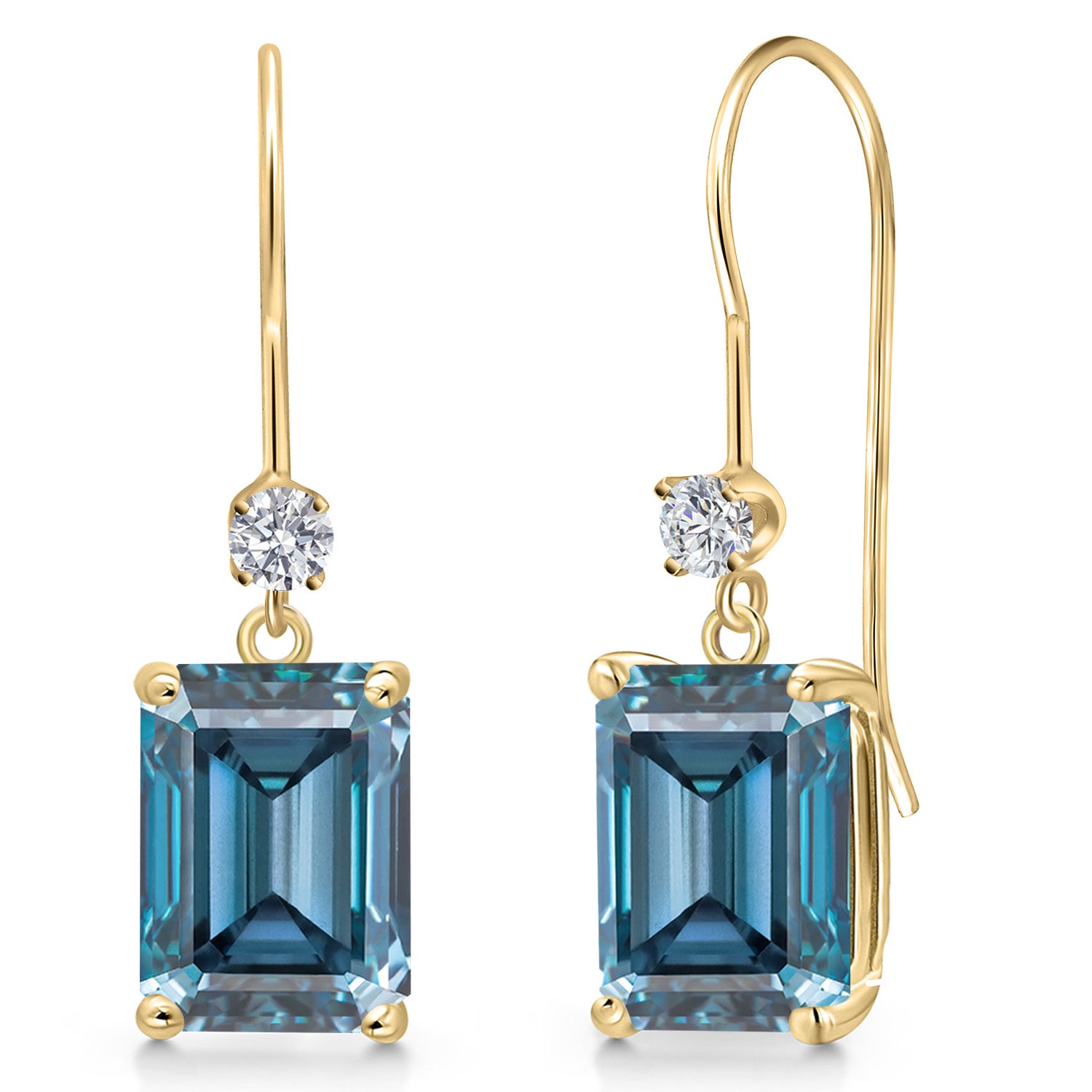 Persian Blue Moissanite - April_Earrings in 14K Yellow Gold