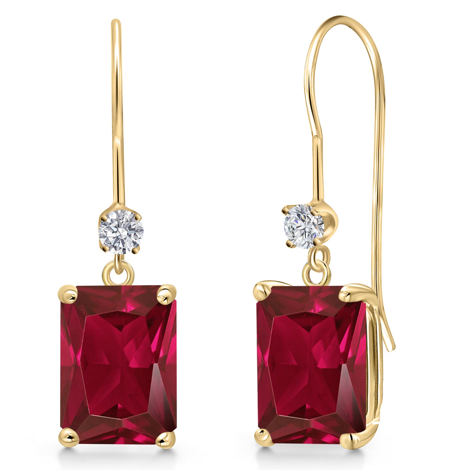 Created Ruby - July_Earrings in 14K Yellow Gold