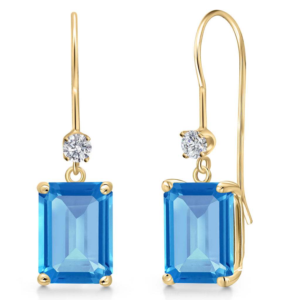 Swiss Blue Topaz - November_Earrings in 14K Yellow Gold