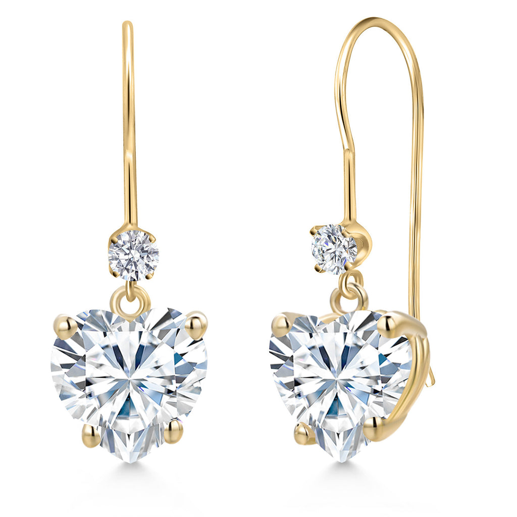 White Moissanite - April_Earrings in 14K Yellow Gold