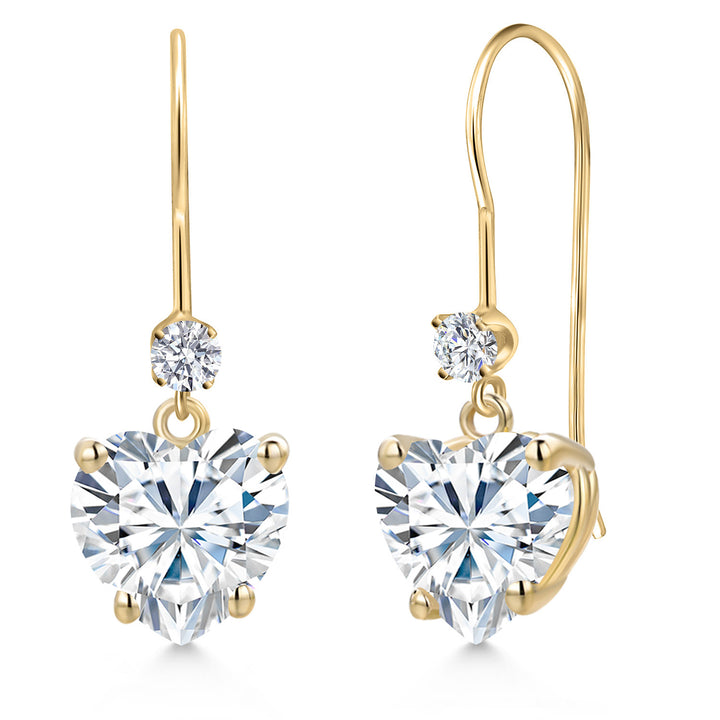 White Moissanite - April_Earrings in 14K Yellow Gold