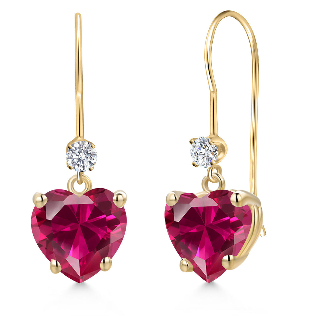 Created Ruby - July_Earrings in 14K Yellow Gold