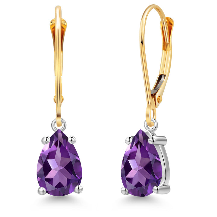 Amethyst - February_Earrings in 14K Two Tone Gold
