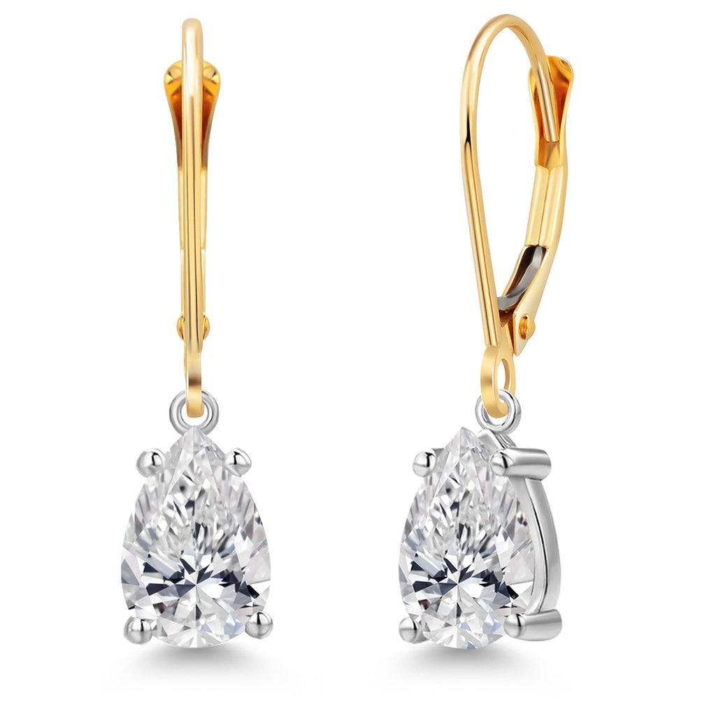 White Lab Grown Diamond - April_Earrings in 14K Two Tone Gold