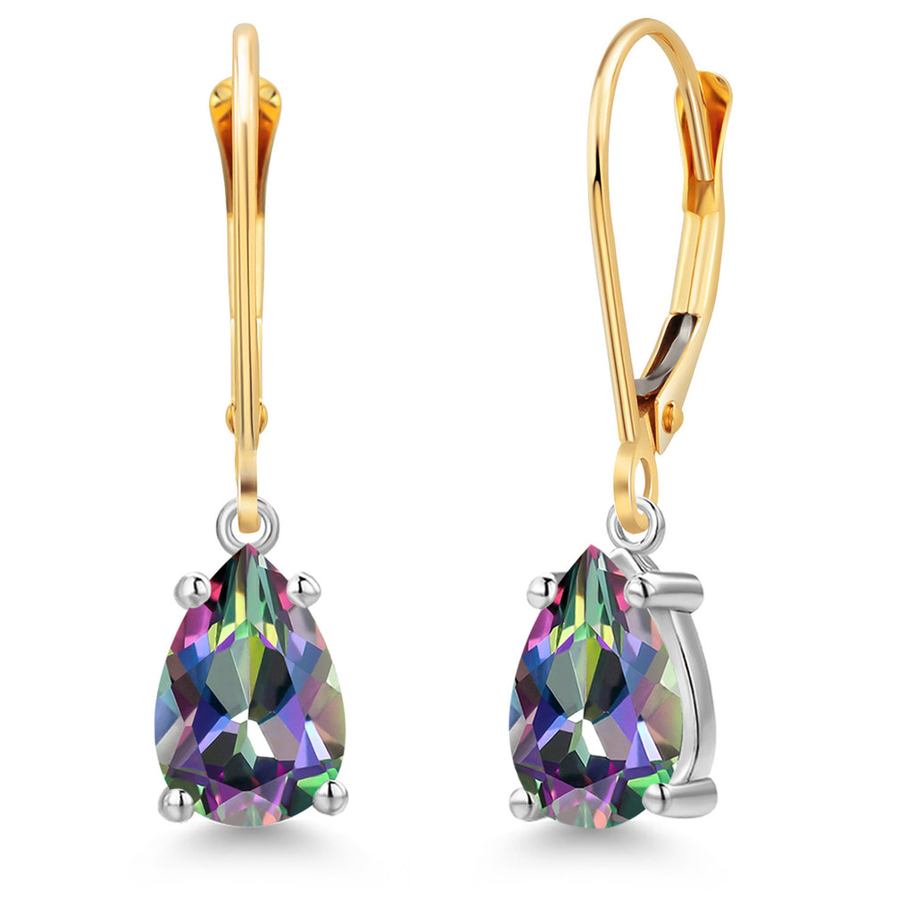 Green Mystic Topaz_Earrings in 14K Two Tone Gold