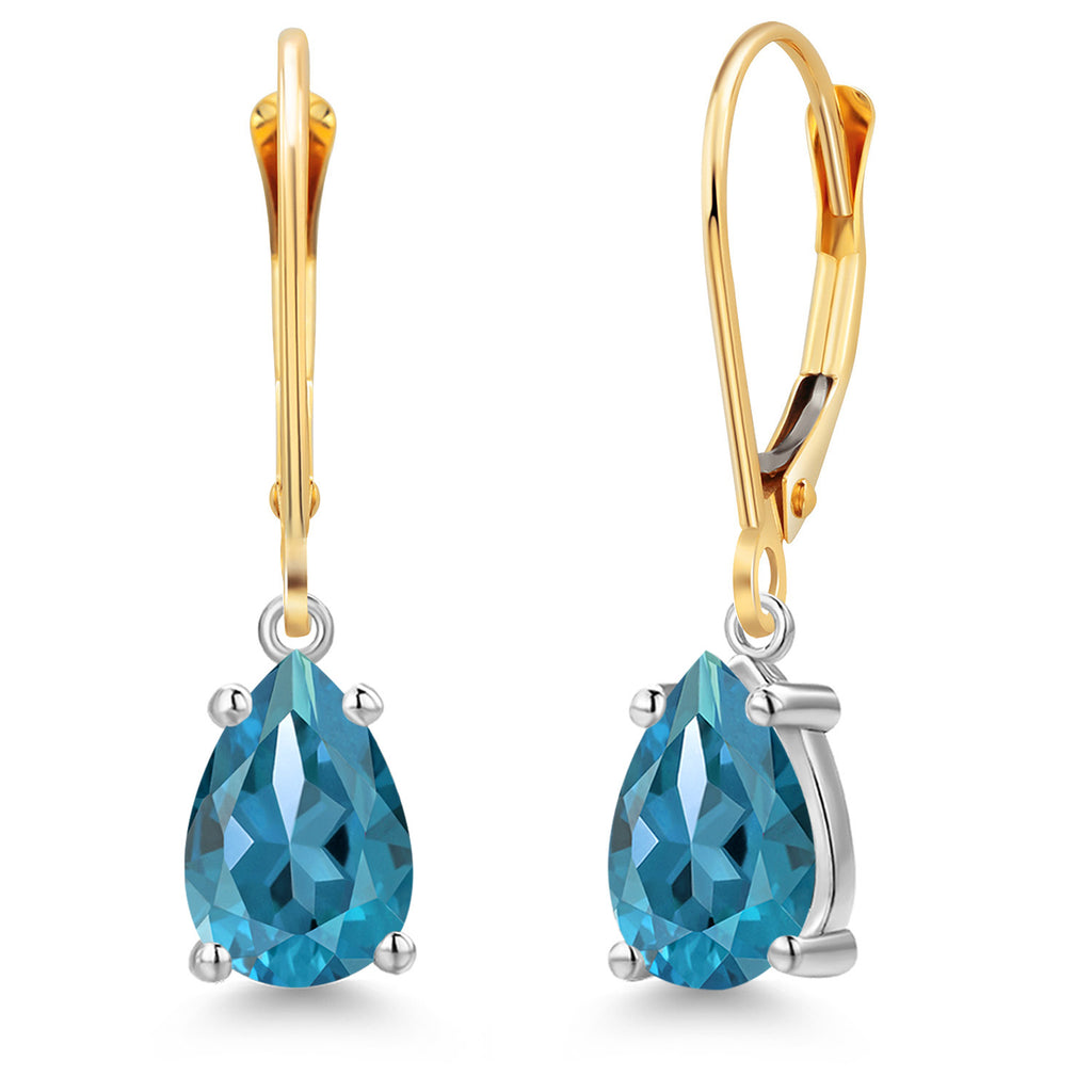 London Blue Topaz - November_Earrings in 14K Two Tone Gold