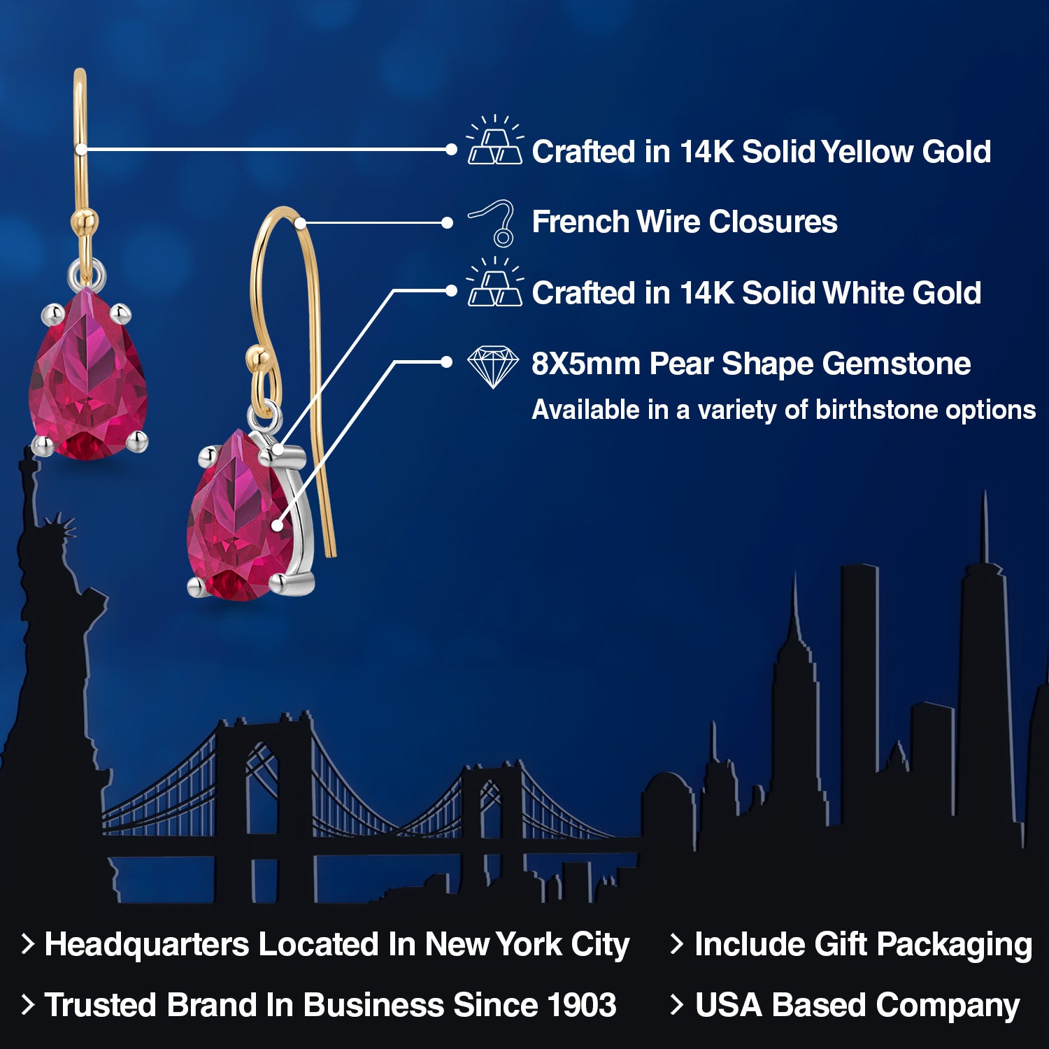 Earrings in 14K Two Tone Gold