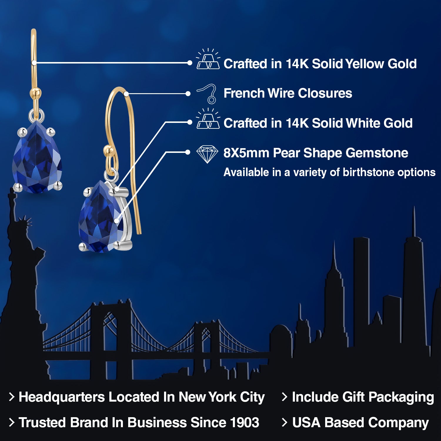 Earrings in 14K Two Tone Gold