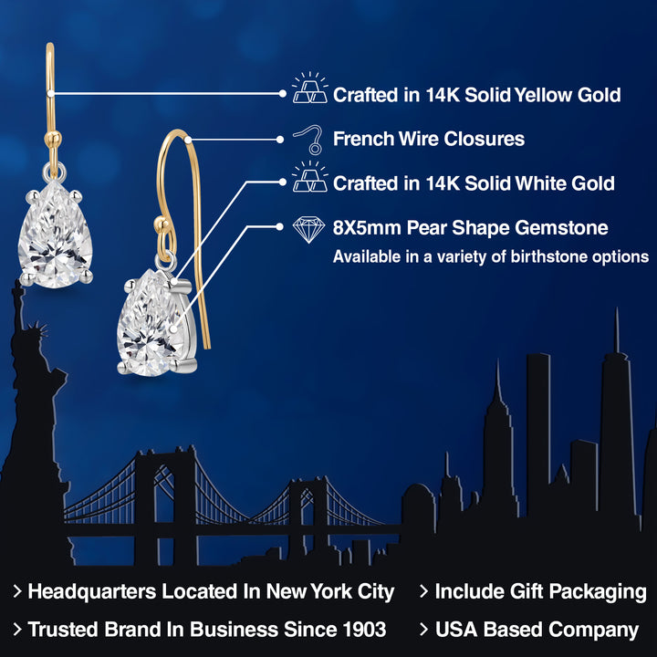 Earrings in 14K Two Tone Gold