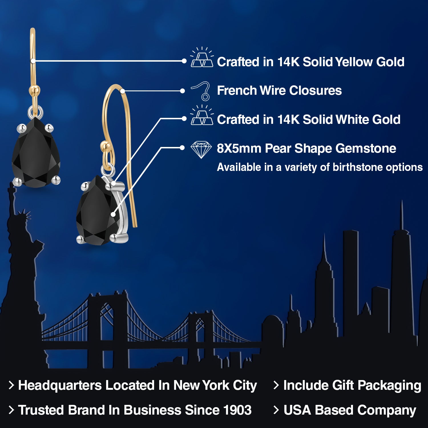 Earrings in 14K Two Tone Gold