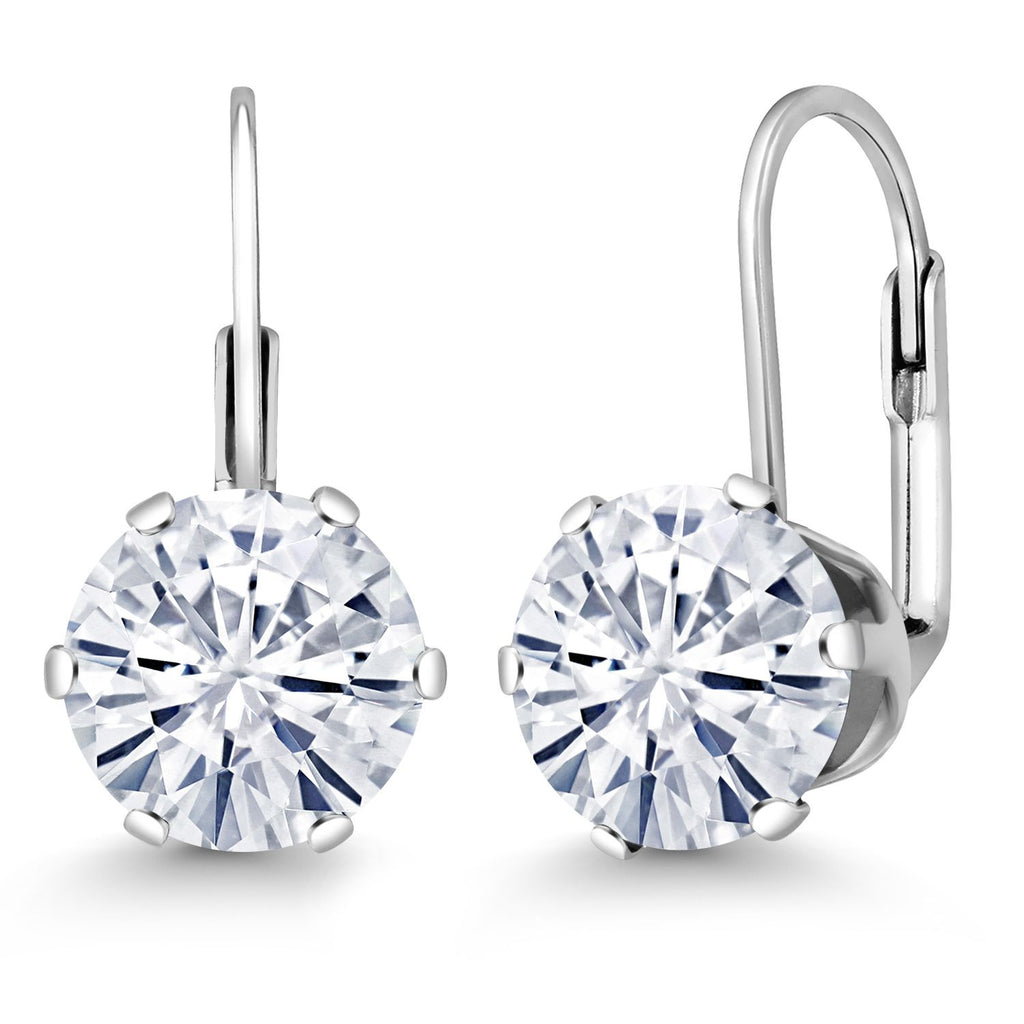 White Moissanite - April_Earrings in 925 Sterling Silver