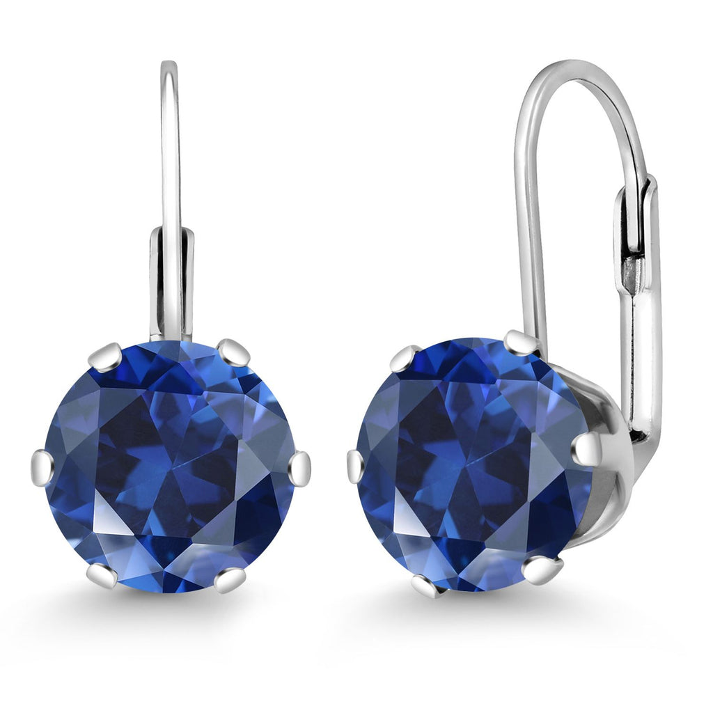Blue Created Sapphire - September_Earrings in 925 Sterling Silver