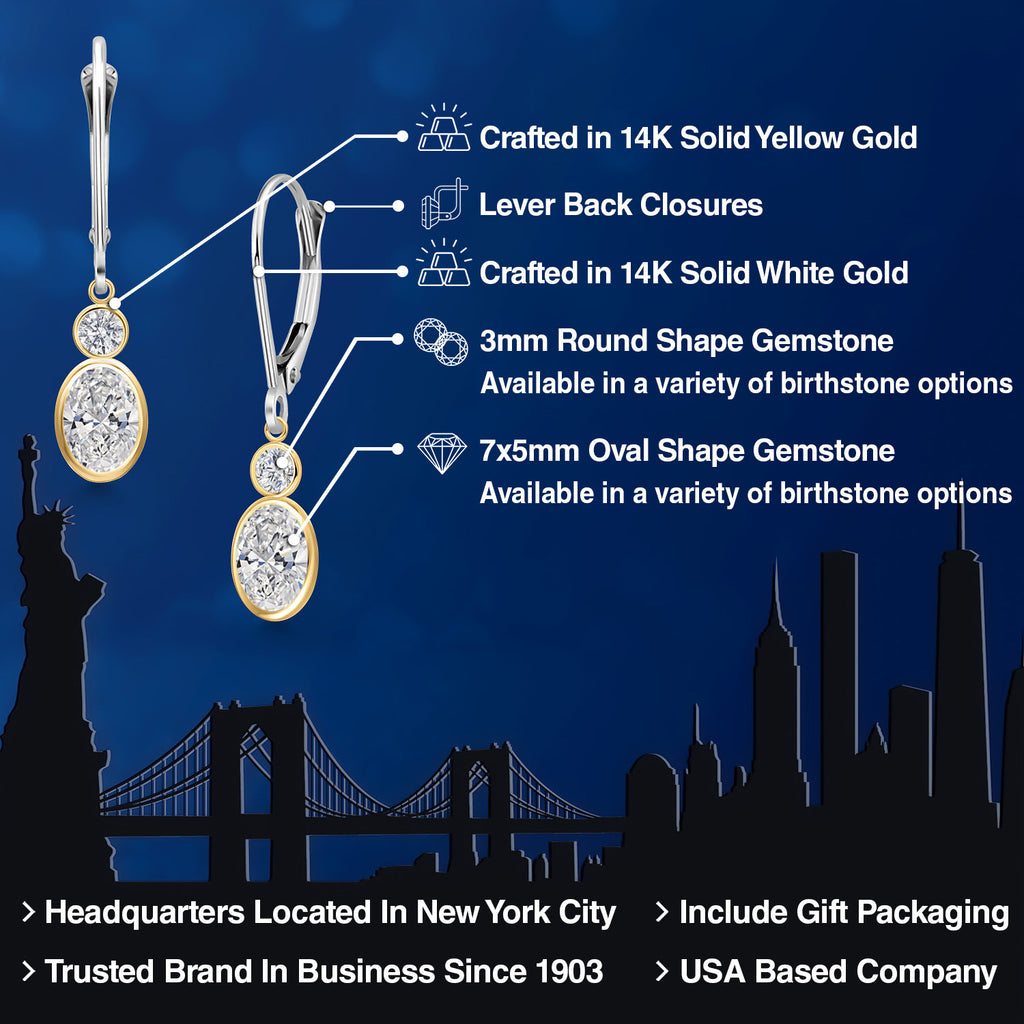 Earrings in 14K Two Tone Gold