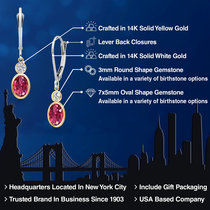 Earrings in 14K Two Tone Gold