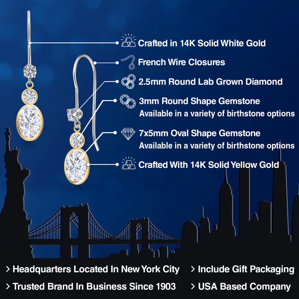 Earrings in 14K Two Tone Gold