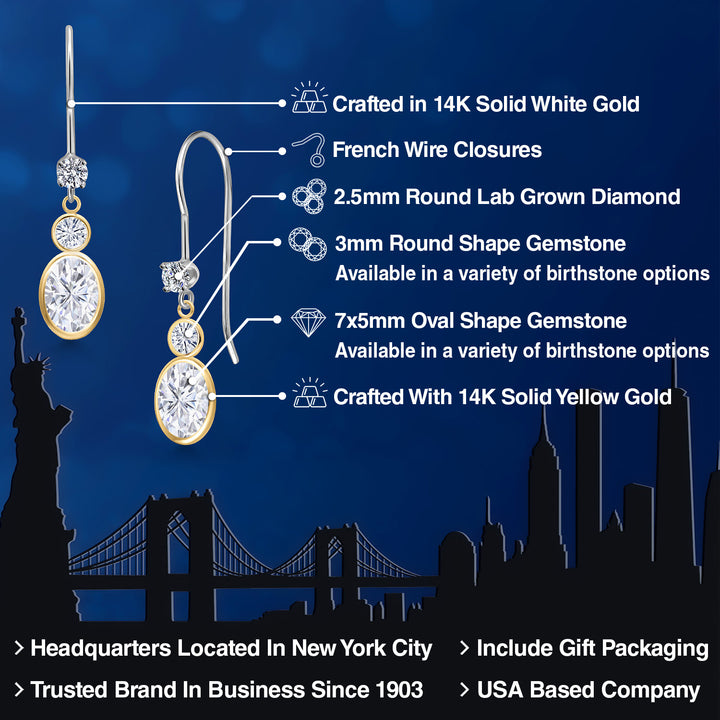 Earrings in 14K Two Tone Gold