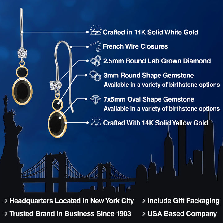 Earrings in 14K Two Tone Gold