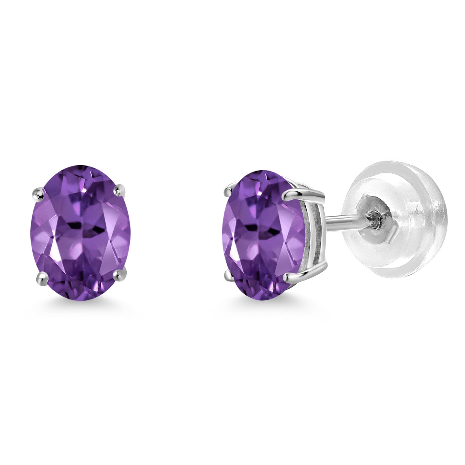 Amethyst - February_Earrings in 14K White Gold