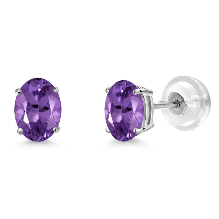 Amethyst - February_Earrings in 14K White Gold