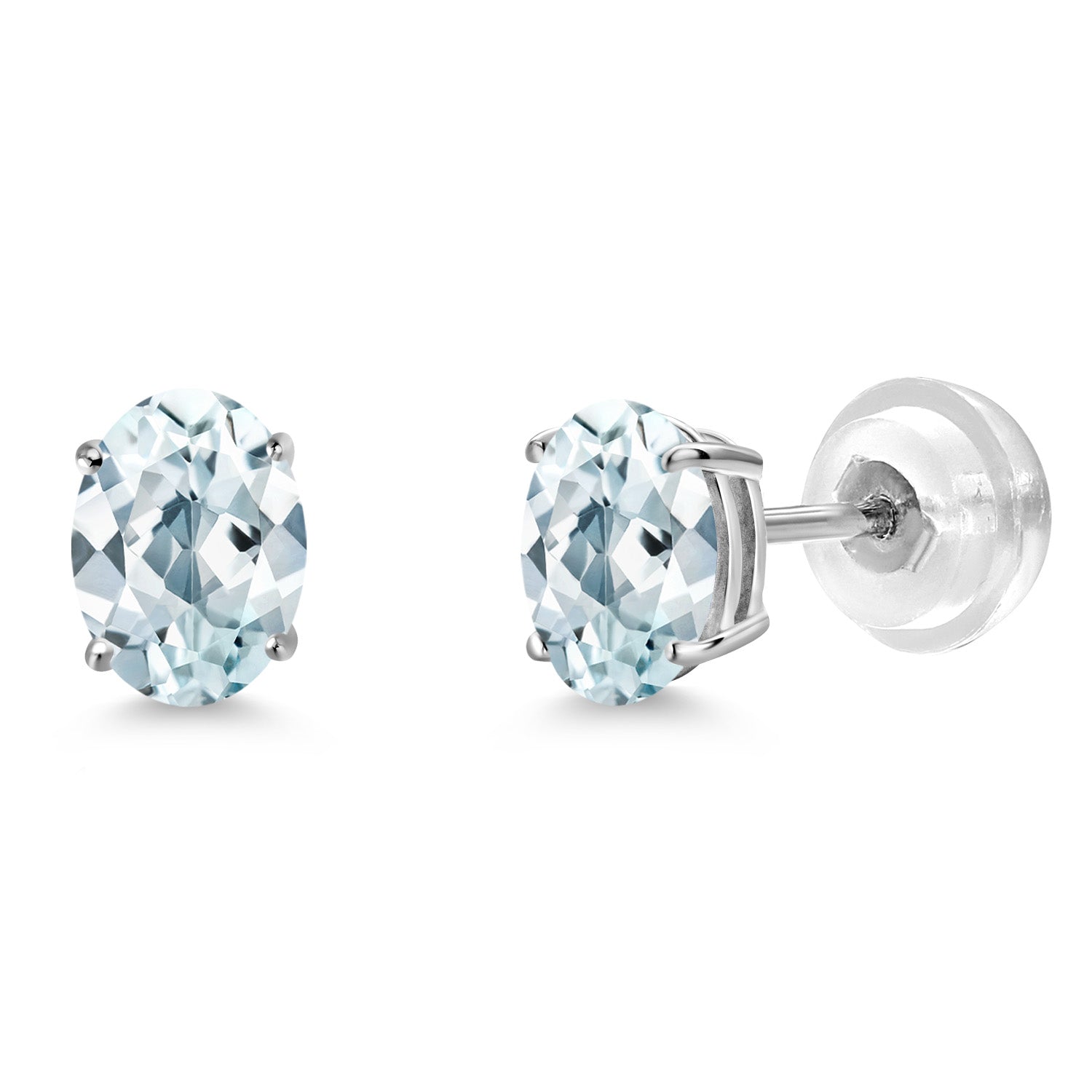 Aquamarine - March_Earrings in 14K White Gold