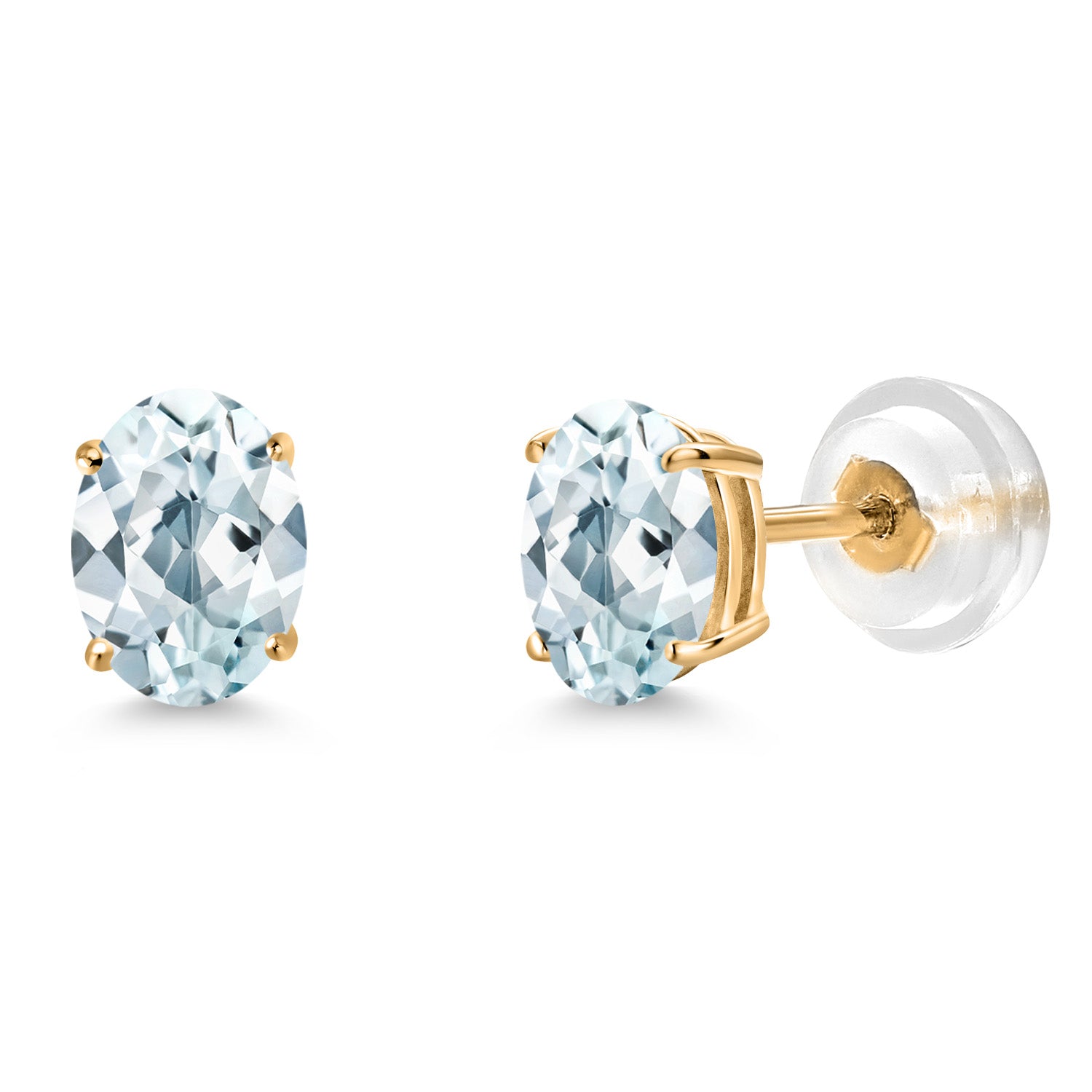 Aquamarine - March_Earrings in 14K Yellow Gold