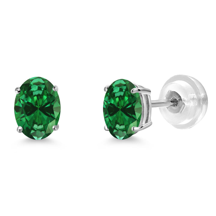Created Emerald - May_Earrings in 14K White Gold